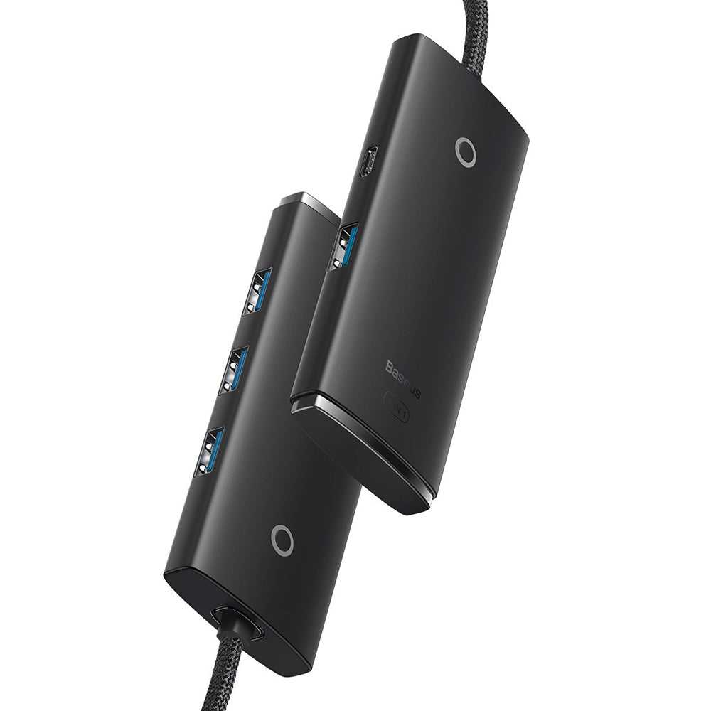 Hub Baseus Lite Series (WKQX030301), Type-C la 4x USB 3.0, 0.25m, Negru