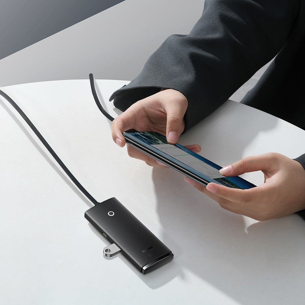 Baseus - Hub Adapter Lite Series (WKQX030401) - USB-C to 4x USB 3.0, Type-C, 1m - Black