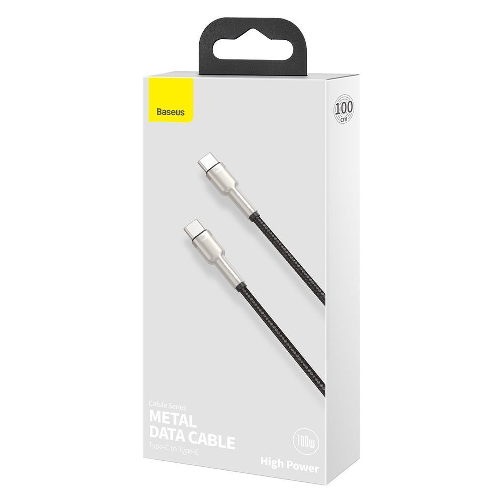 Baseus - Data Cable Cafule Series Metal (CATJK-C01) - Type-C to Type-C, Super Fast Charge, 100W, 480Mbps, 20V, 5A, 1m - 
