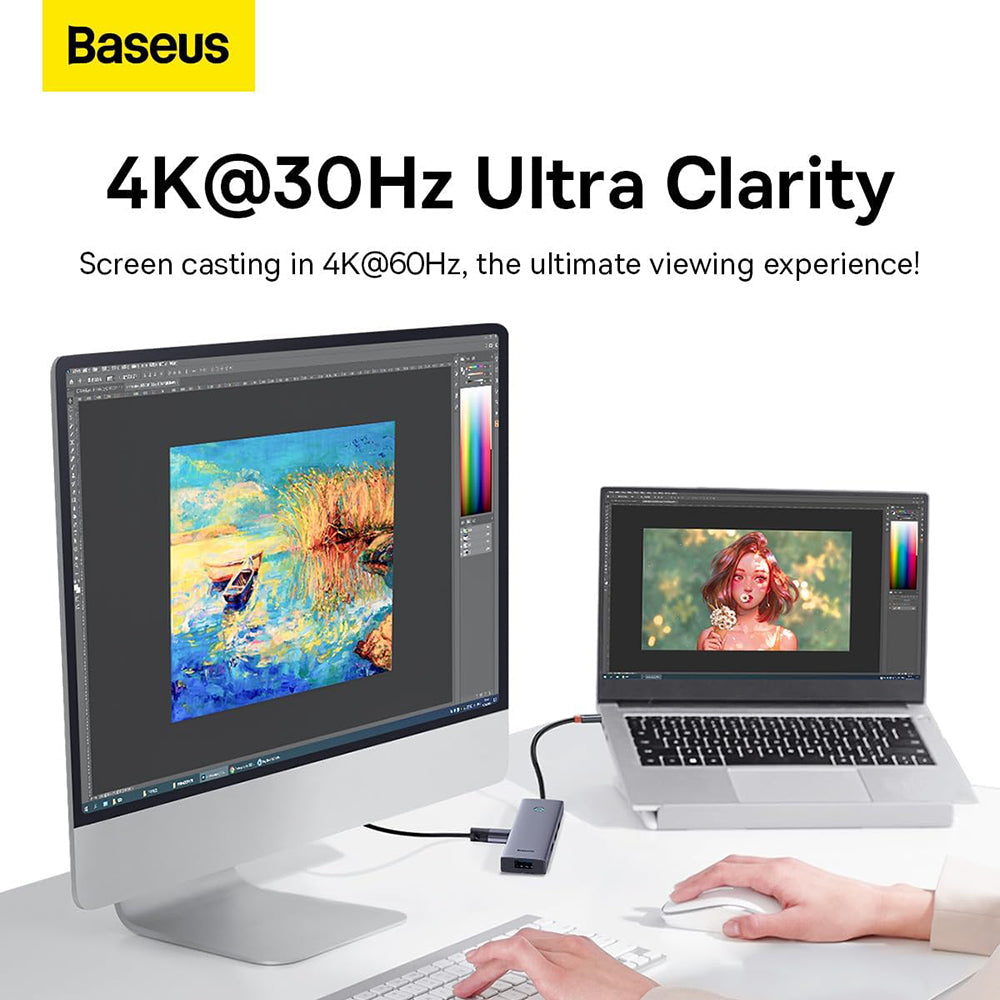 Baseus - Docking Station UltraJoy (B00052809813-00) - Type-C to HDMI, 4 x USB, 4K@30Hz - Space Grey