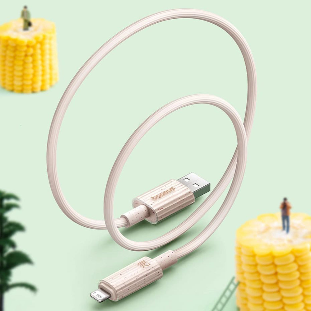 Baseus - Data Cable Habitat Series (P10360200631-01) - USB to Lightning, 480Mbps, 2.4A, 2m - Natural Green