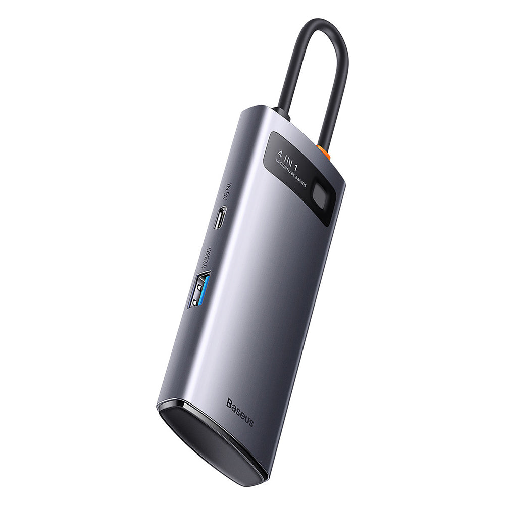 Baseus - Docking Station Metal Gleam Series (WKWG070013) - 4in1 Multifunctional Hub, Type-C to 4 x USB 3.0, Type-C - Gra