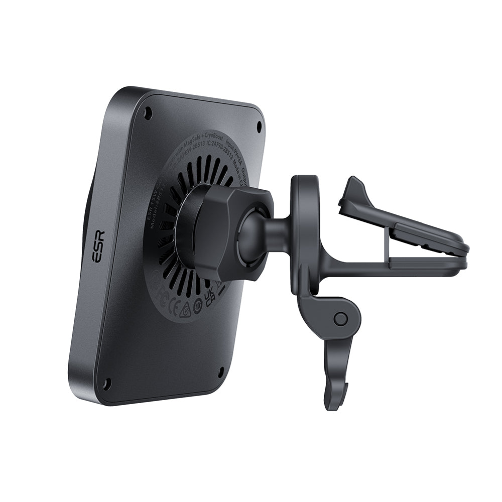 ESR - Car Holder with Wireless Charger CryoBoost (2B513) - with Cable, Car Charger, MagSafe, Apple MFi - Silver