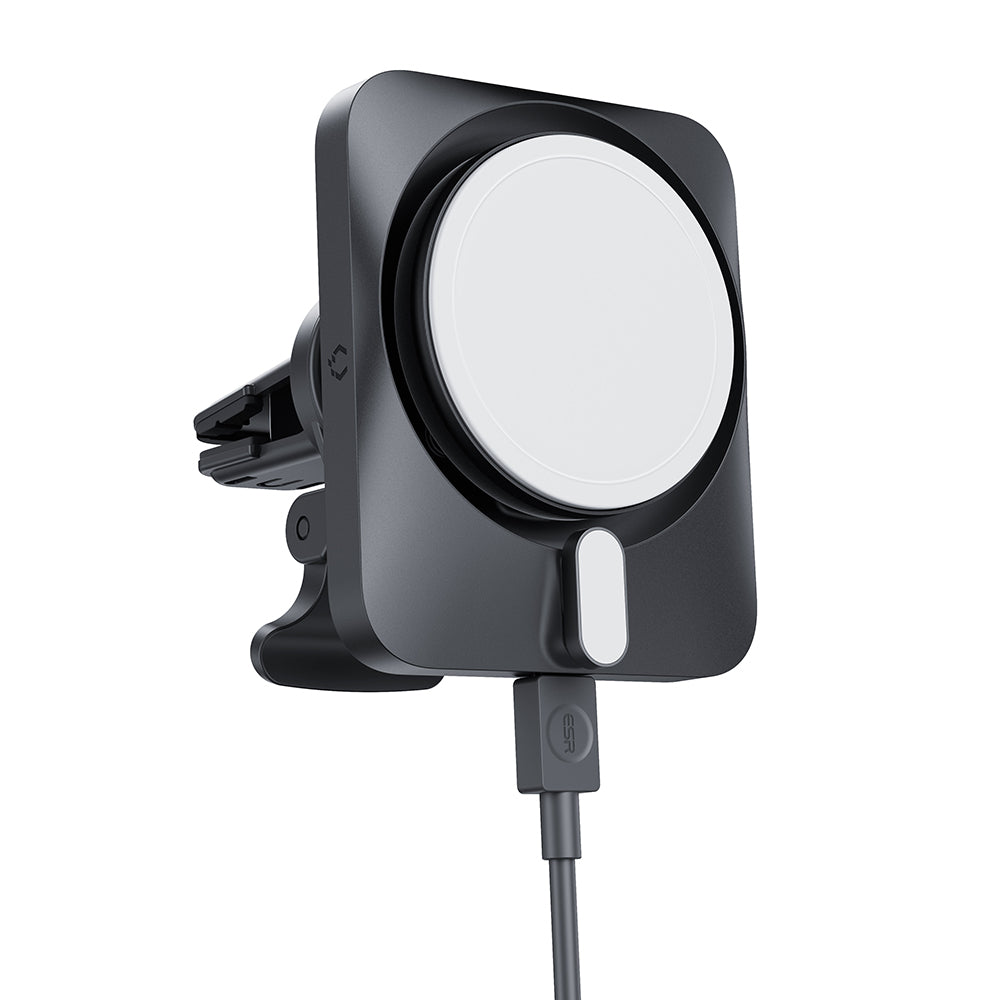 ESR - Car Holder with Wireless Charger CryoBoost (2B513) - with Cable, Car Charger, MagSafe, Apple MFi - Silver