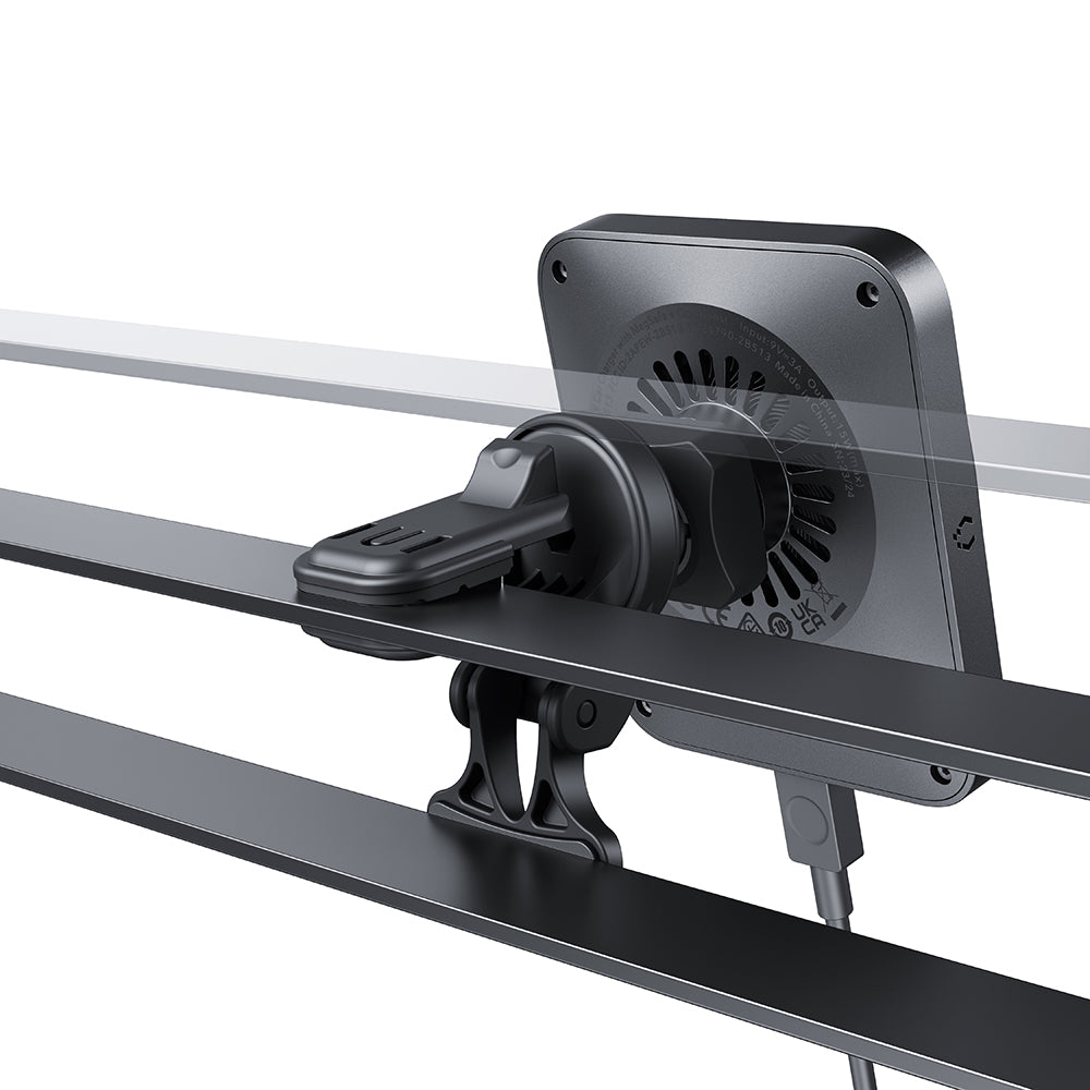 ESR - Car Holder with Wireless Charger CryoBoost (2B513) - with Cable, Car Charger, MagSafe, Apple MFi - Silver