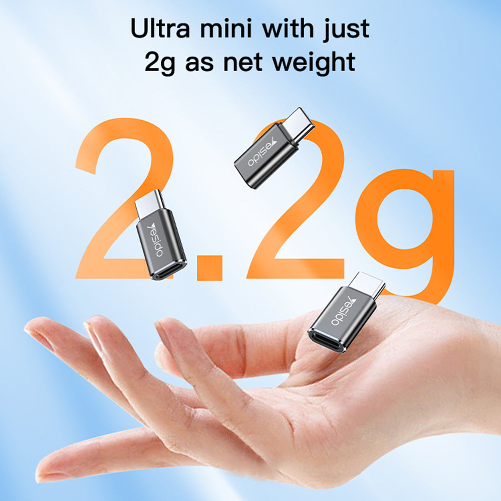 Yesido - OTG Adapter (GS22) - Type-C to Lightning, Aluminium Alloy, 480Mbps - Grey