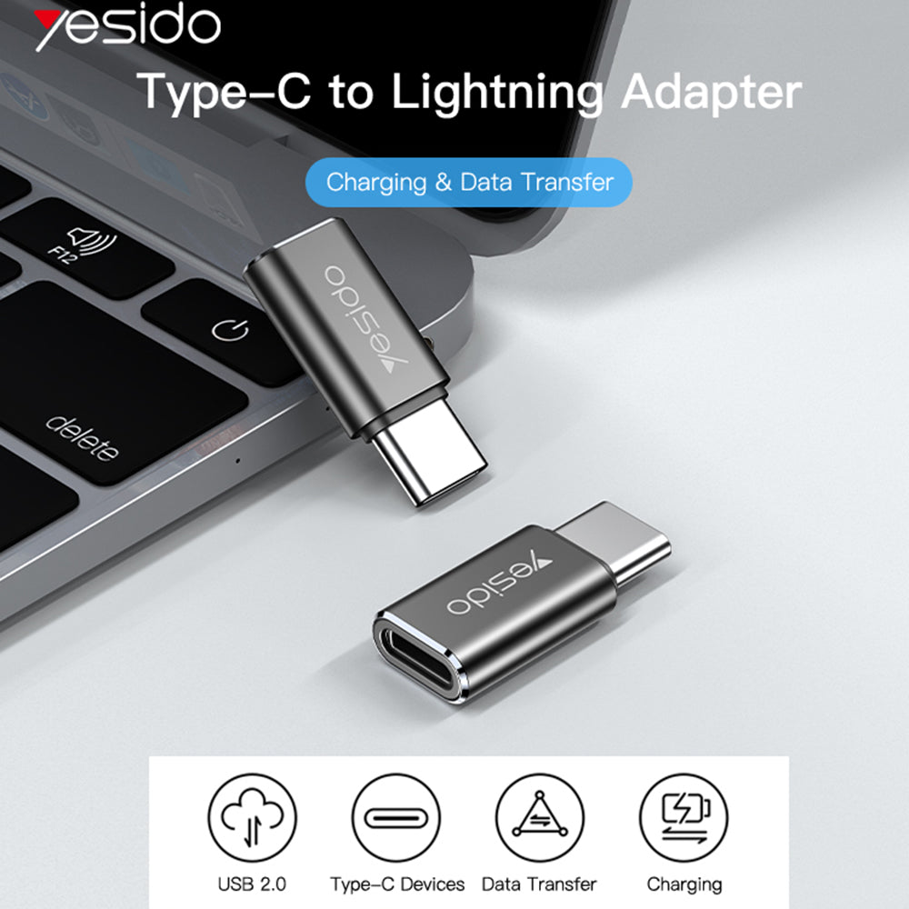 Yesido - OTG Adapter (GS22) - Type-C to Lightning, Aluminium Alloy, 480Mbps - Grey