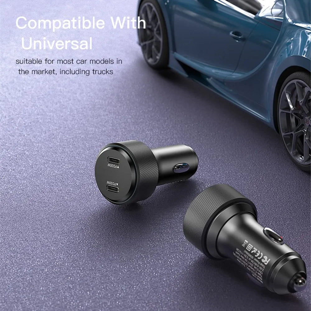 Yesido - Car Charger (Y48) - 2x Type-C, Fast Charging, 60W - Black