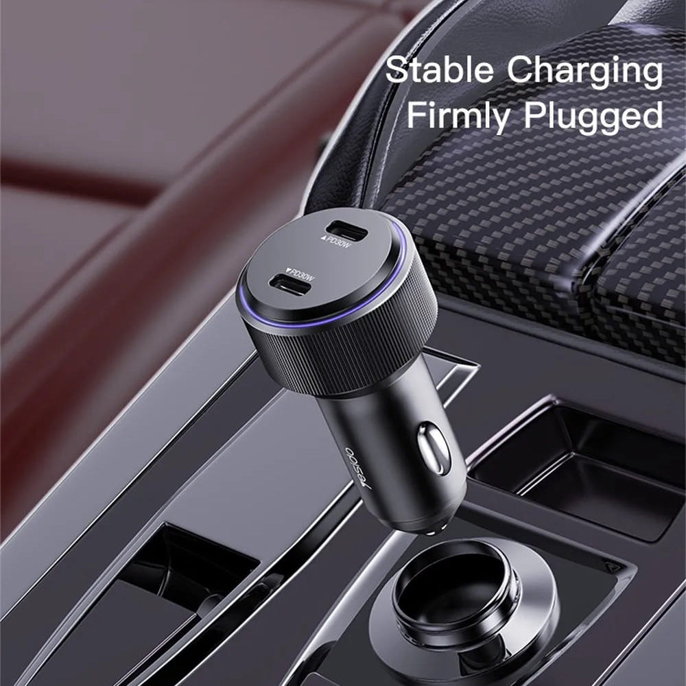 Yesido - Car Charger (Y48) - 2x Type-C, Fast Charging, 60W - Black