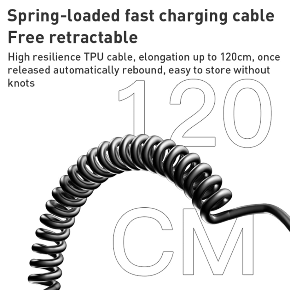 Yesido - Car Charger (Y58) - USB, Type-C, with Cable Lightning, Type-C, Fast Charging, 60W, 120cm - Grey