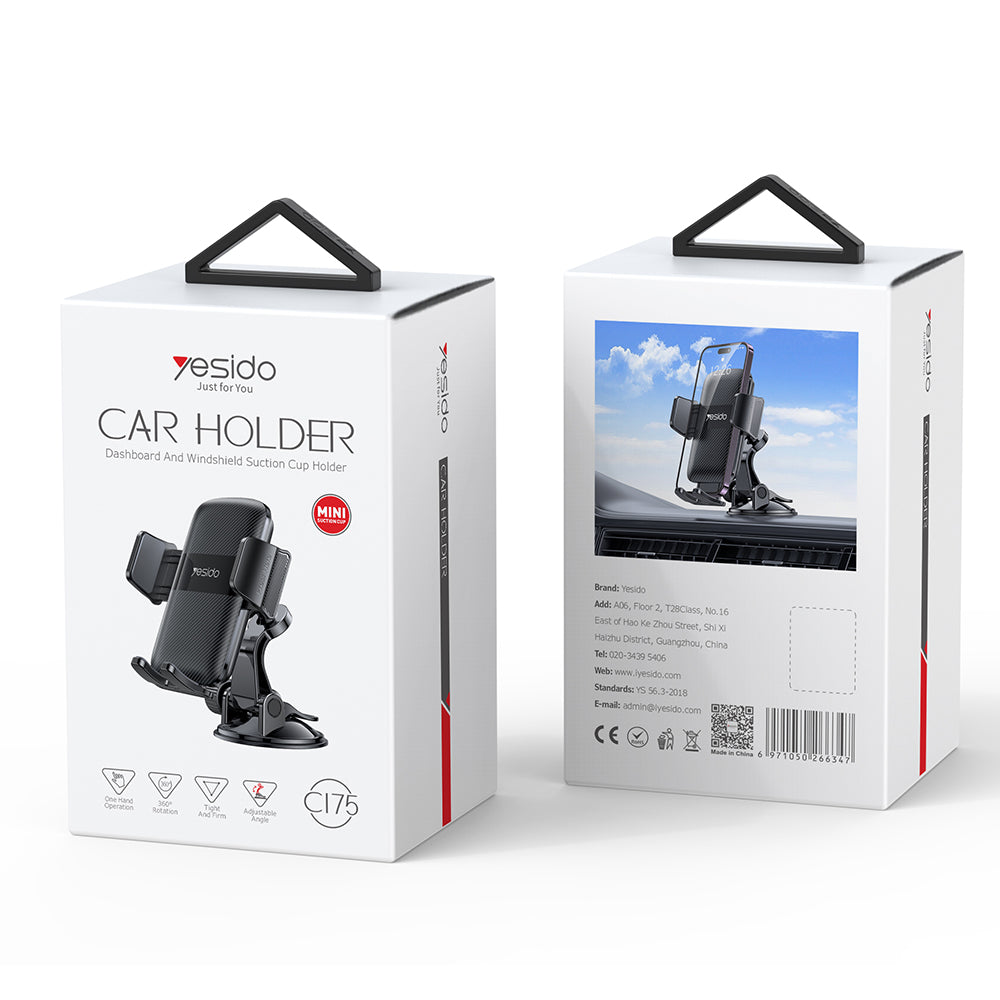 Yesido - Car Holder (C175) - Gravity Grip for Dashboard and Windshield - Black