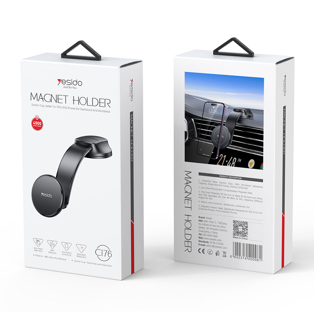 Yesido - Car Holder (C176) - Magnetic Grip for Dashboard - Black