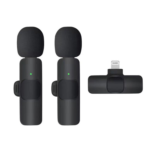 Techsuit - (2 pack) Lavalier Wireless XtreamMic (LW1) - with Receiver, Lightning Connector, for iPhone Plug & Play, Coll
