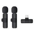 Techsuit - (2 pack) Lavalier Wireless XtreamMic (LW2) - with Receiver, Type-C Connector, for Phones Plug & Play, Collar 