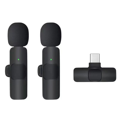 Techsuit - (2 pack) Lavalier Wireless XtreamMic (LW2) - with Receiver, Type-C Connector, for Phones Plug & Play, Collar 