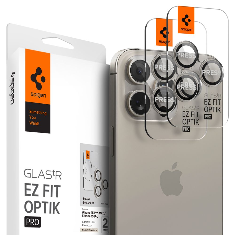 Spigen - (2 pack) Optik.tR EZ Fit Pro Camera Glass (AGL07163) - iPhone 14 Pro/14 Pro Max/15 Pro/15 Pro Max/16 Pro/16 Pro