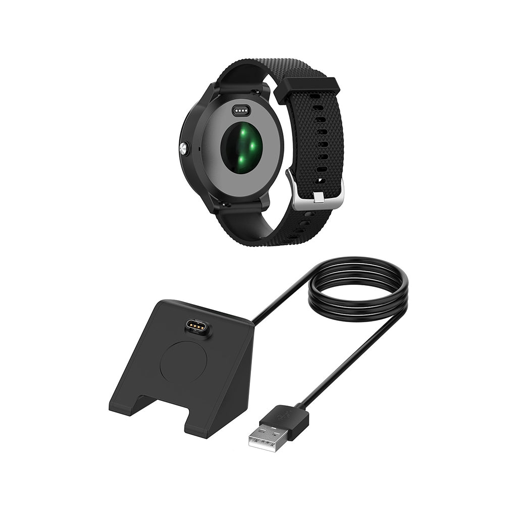 Techsuit - SmartWatch Wireless Charging Cable (TGC3) - for Garmin Fenix 5/5 Plus/6/6X/7X, USB, 5W, 1m with Desk Holder -