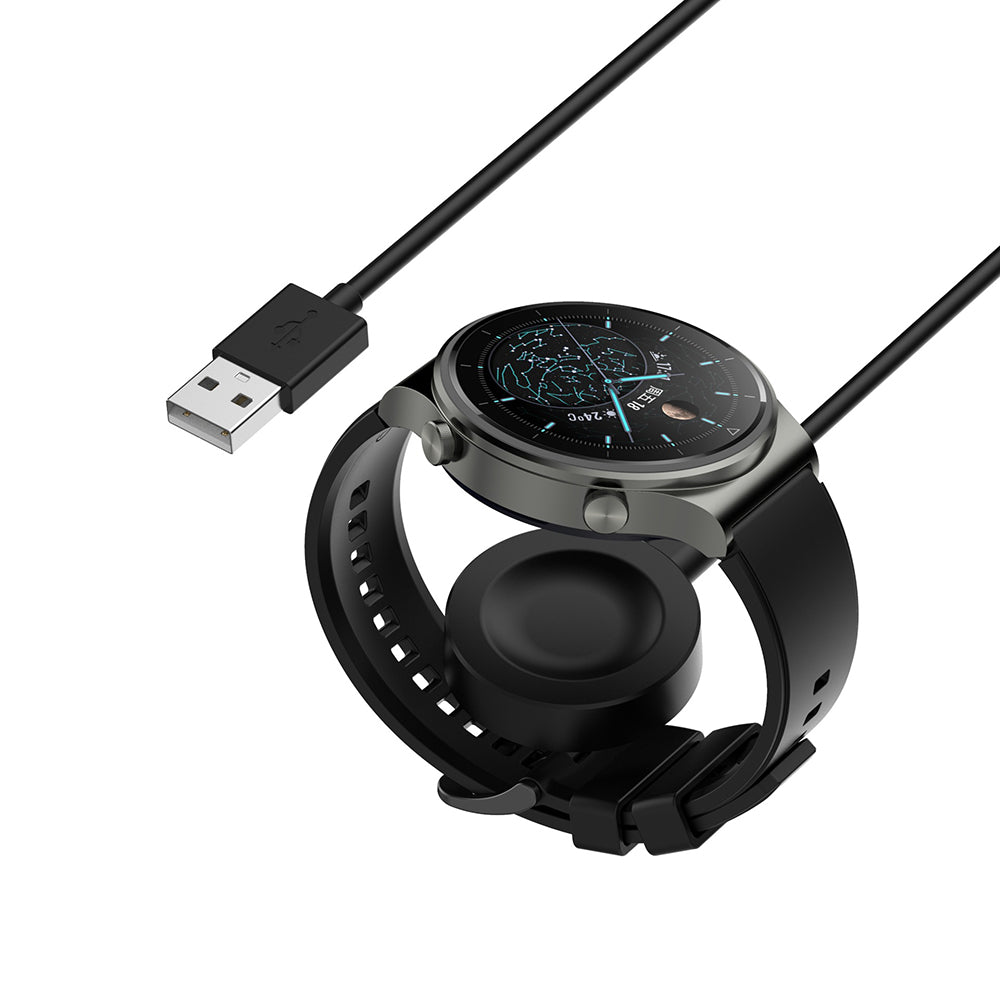 Techsuit - SmartWatch Wireless Charging Cable (THC1) - for Huawei Watch 4/4 Pro/Honor 4 Pro, USB, 10W, Desk Holder - Bla