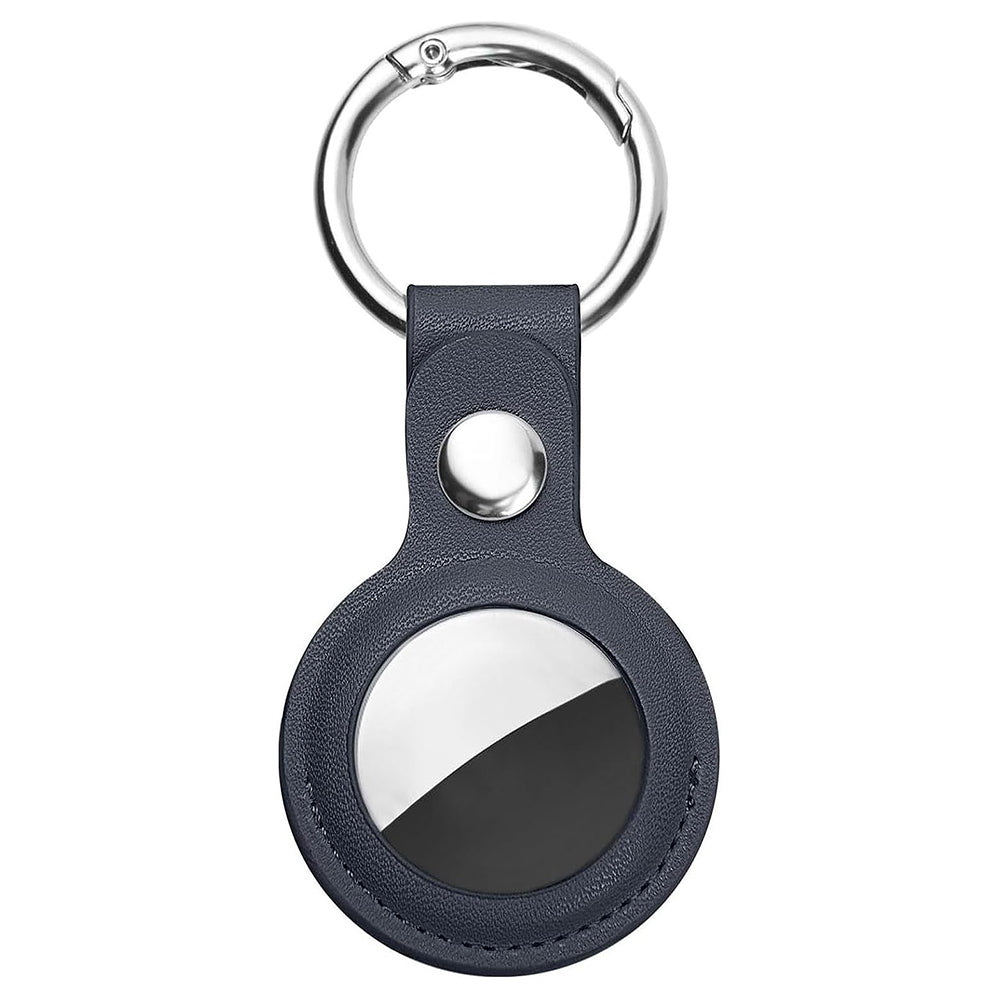 Techsuit - Secure Leather Holder (SLH1) - Apple AirTag Case, with Metal Ring - Blue