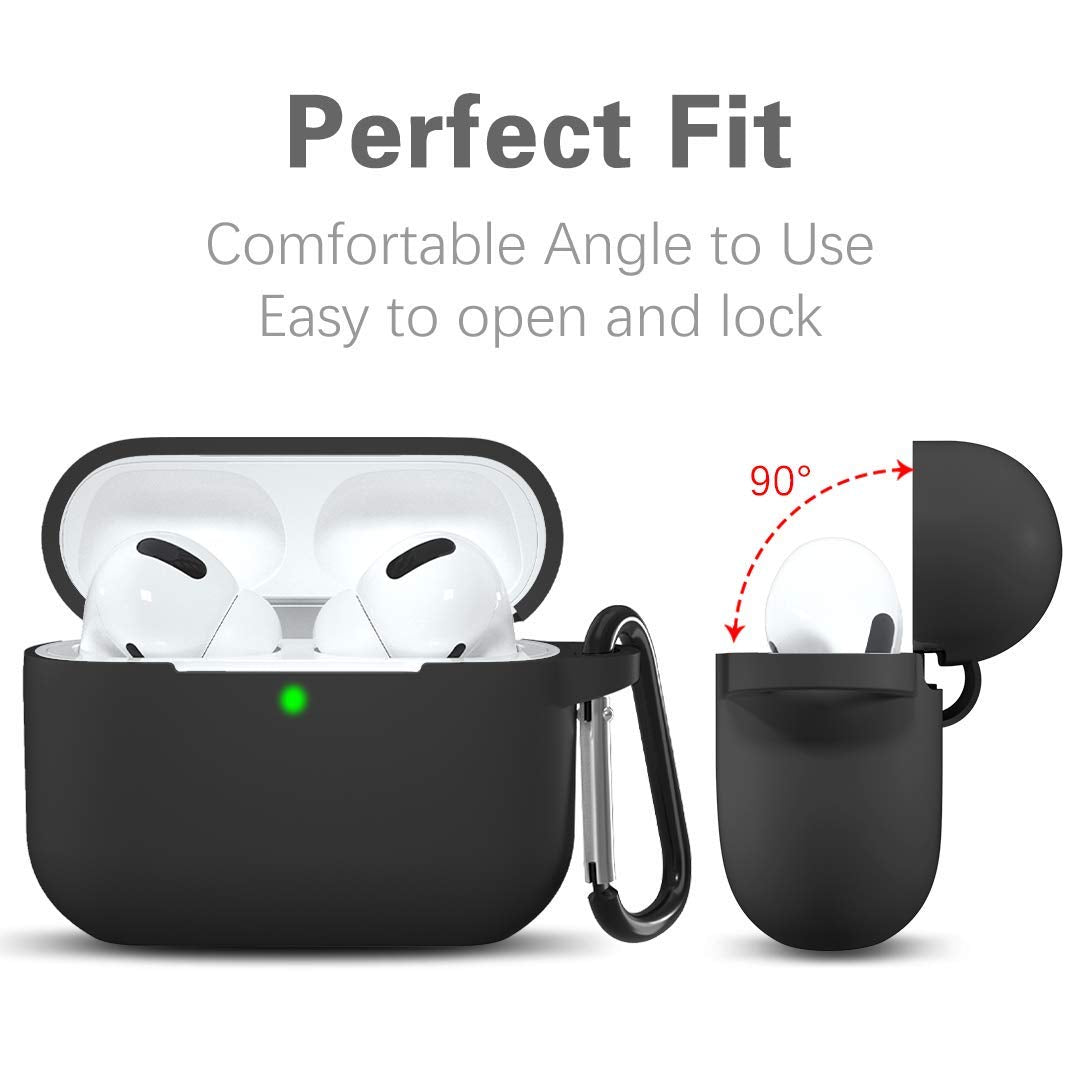 Techsuit - Silicone Case - for AirPods Pro 1 / 2, Smooth Ultrathin Material - Black