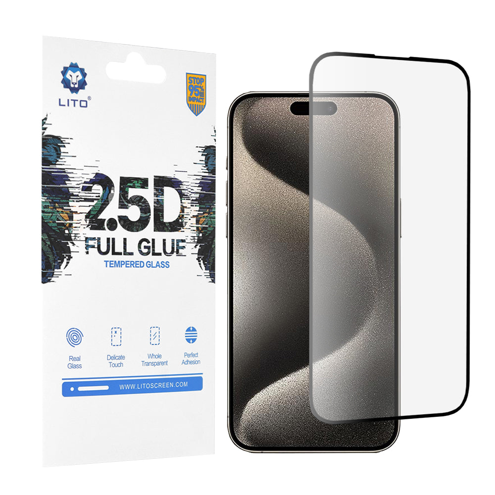 Lito Folie de protectie Lito 2.5D FullGlue Glass compatibil cu iPhone 15 Pro Max, Negru