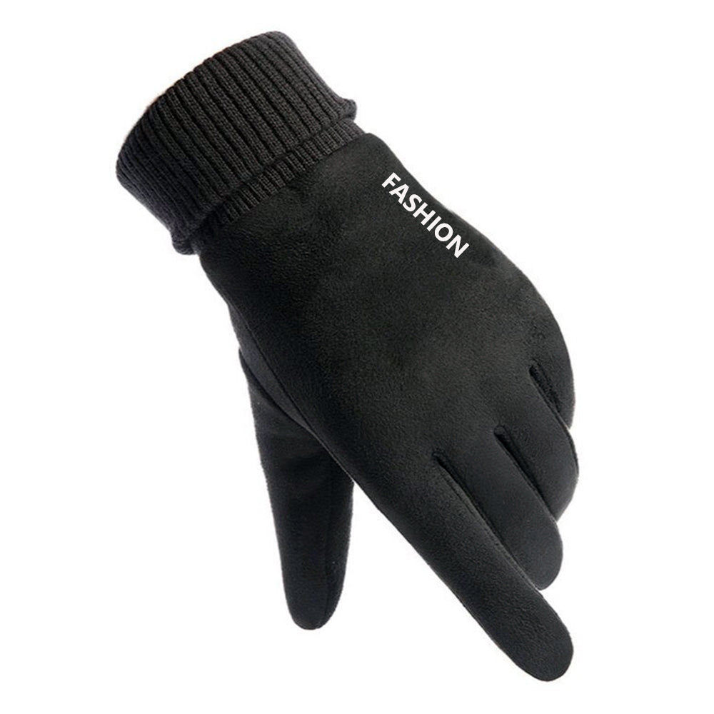 Techsuit - Touchscreen Gloves Suede (ST0010) - PU Leather, Plush Interior - Black
