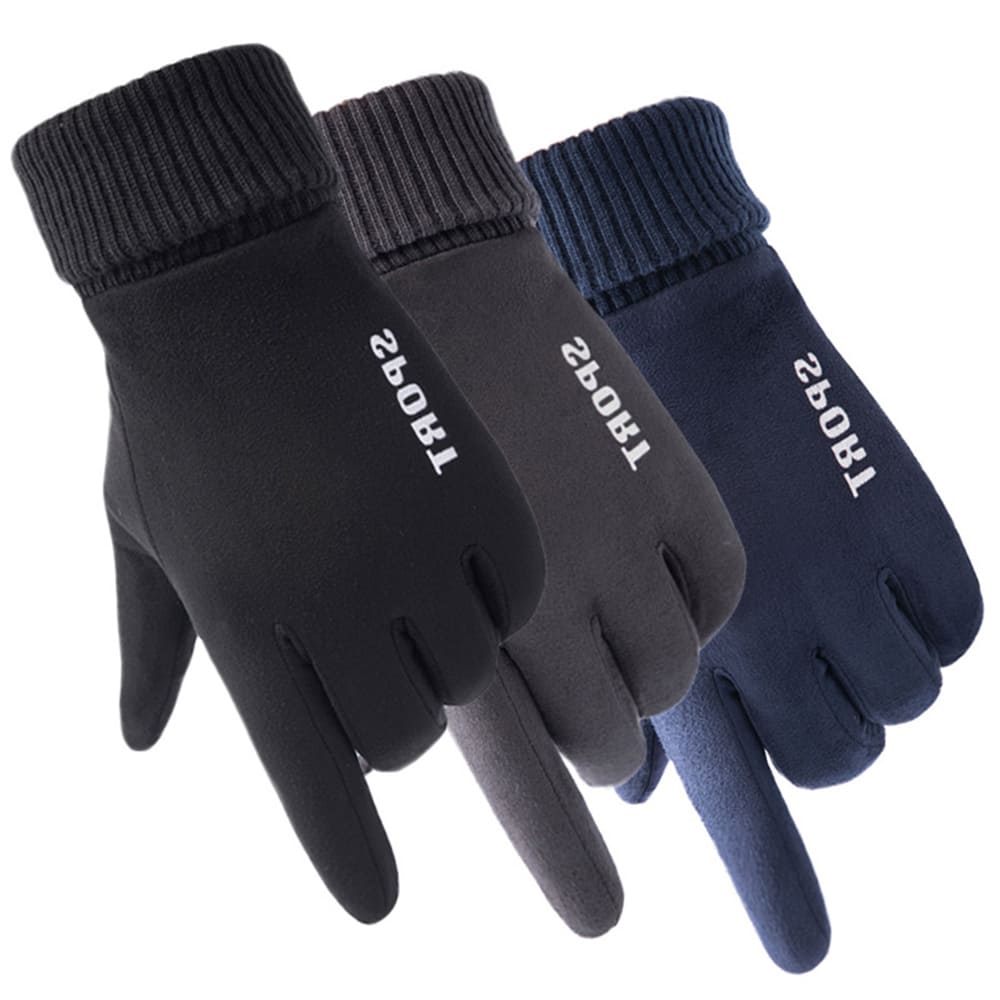 Techsuit - Touchscreen Gloves Suede (ST0010) - PU Leather, Plush Interior - Black