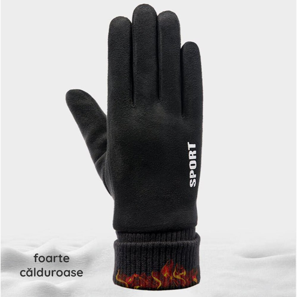 Techsuit - Touchscreen Gloves Suede (ST0010) - PU Leather, Plush Interior - Black