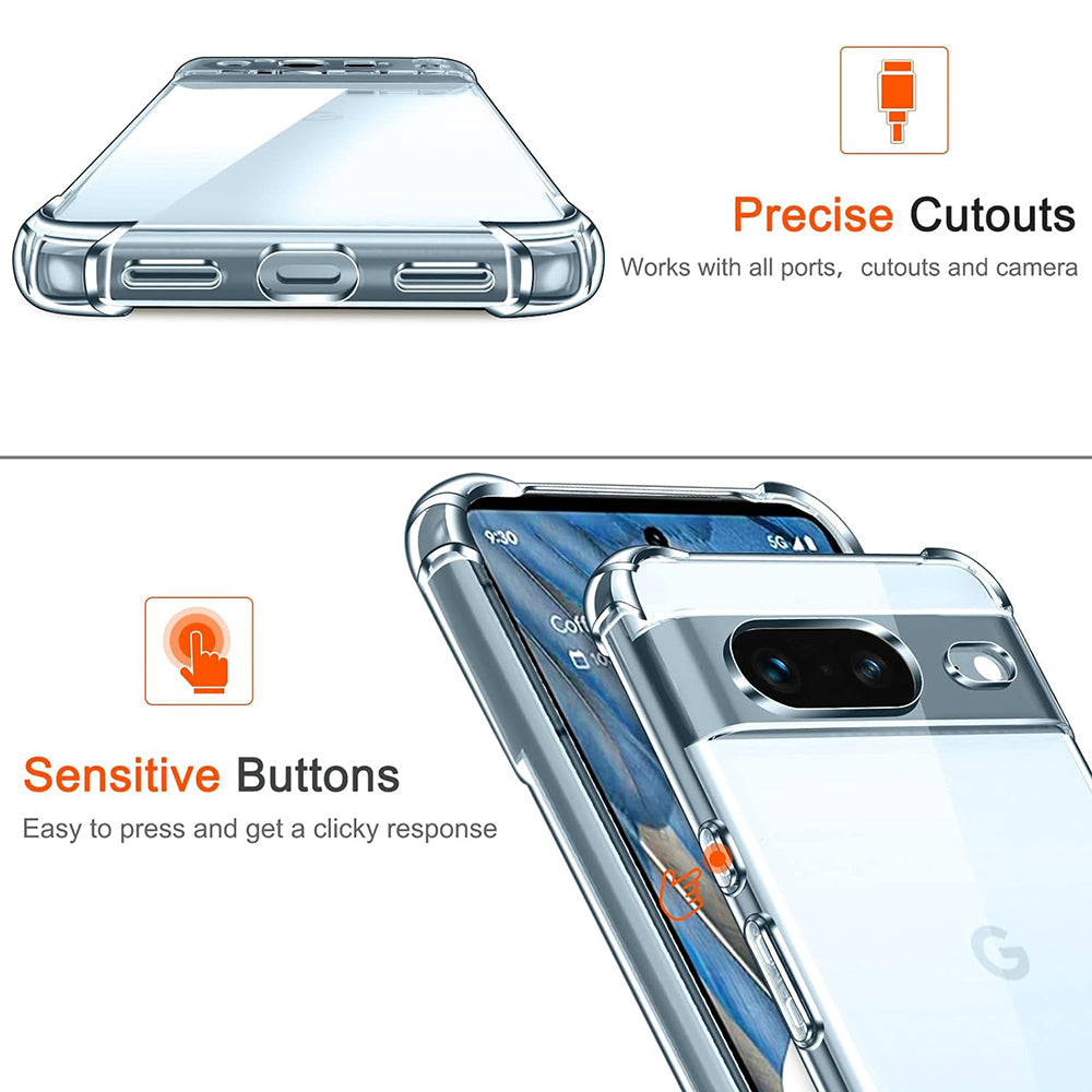 Techsuit - Shockproof Clear Silicone - Google Pixel 8a - Clear