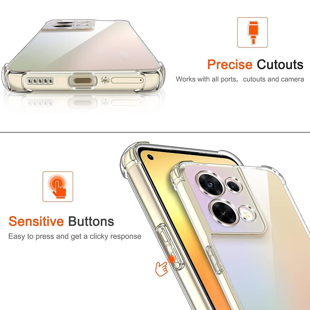Techsuit - Shockproof Clear Silicone - Oppo Reno8 - Clear