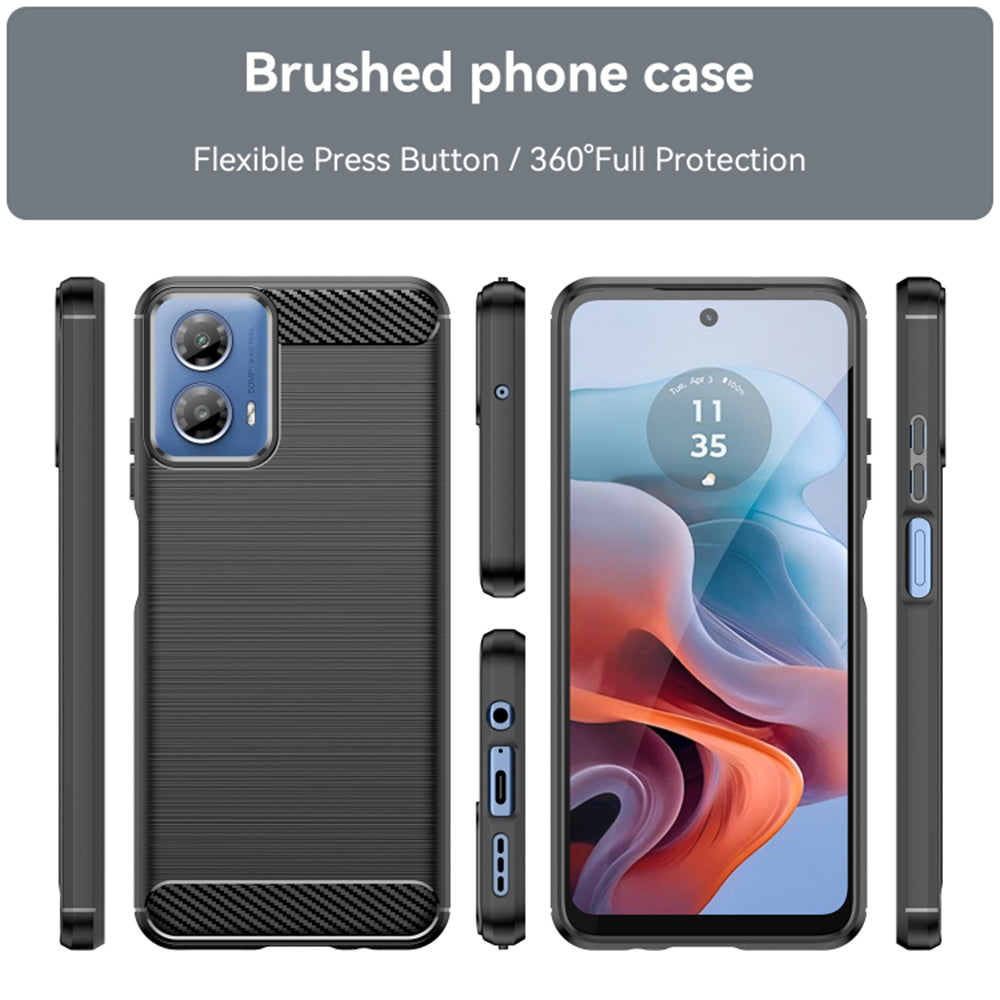 Techsuit - Carbon Silicone - Motorola Moto G04 / Moto G04s / Moto G24 / G24 Power / Moto E14 - Black