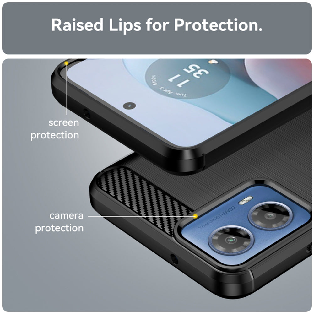 Techsuit - Carbon Silicone - Motorola Moto G04 / Moto G04s / Moto G24 / G24 Power / Moto E14 - Black