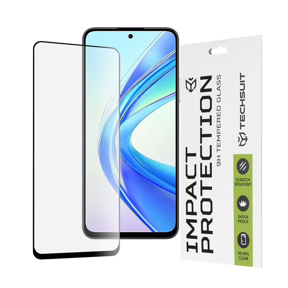 Techsuit - 111D Full Cover / Full Glue Glass - Honor X7b / X7b 5G / 90 SMART - Black