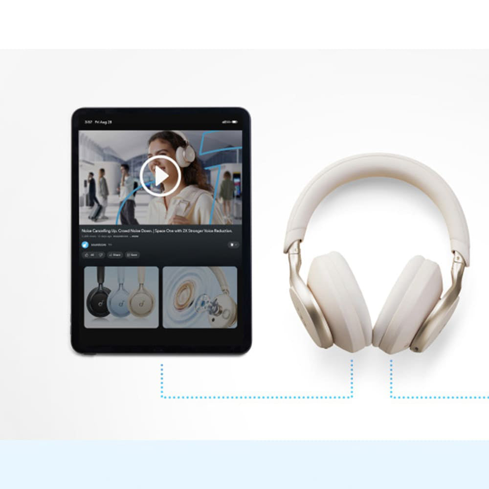 Anker - Wireless Headphones SoundCore Space One (A3035G11) - Bluetooth 5.3, Active Noise Cancelling, Hi-Res - Black
