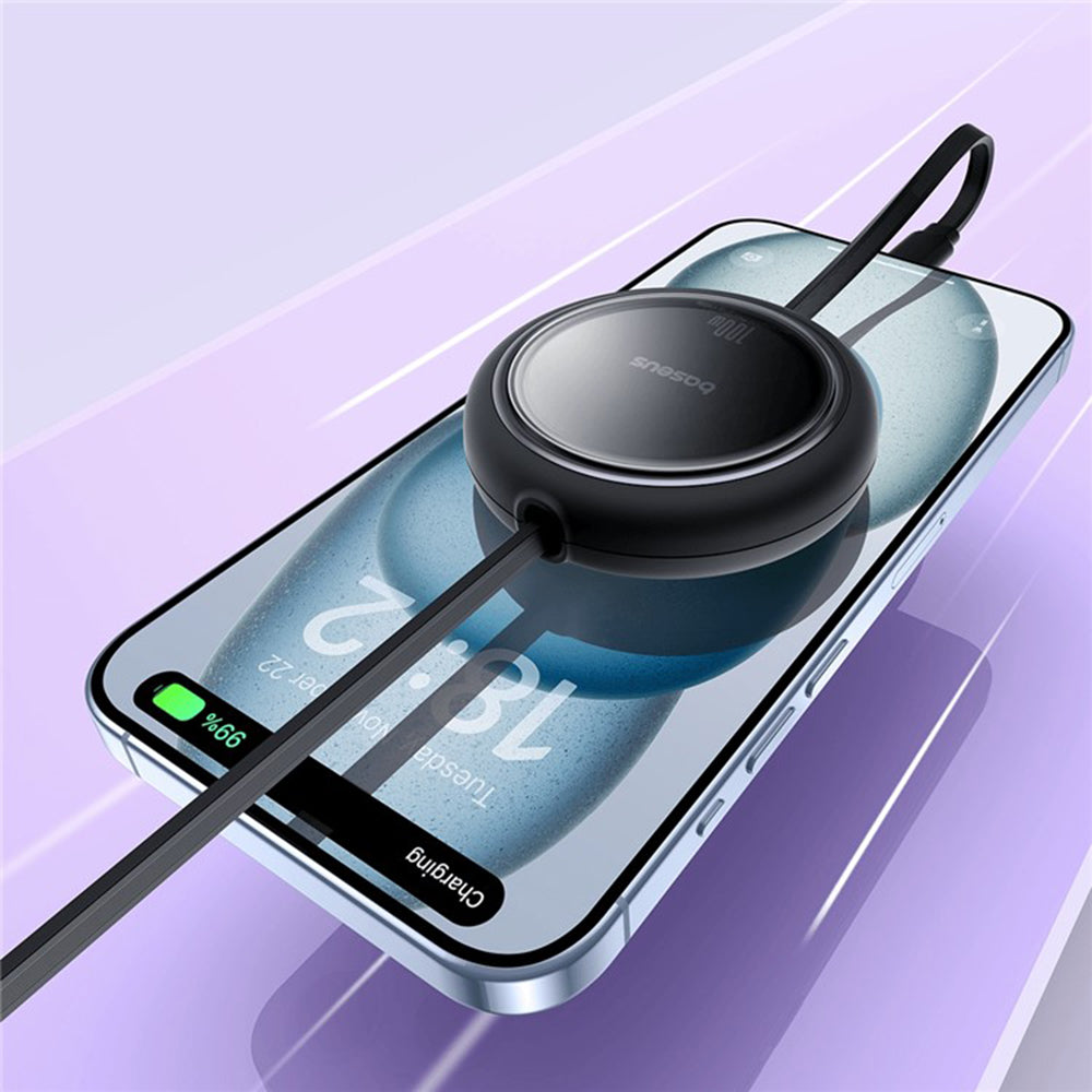 Baseus - Data Cable Free2Draw Mini (P10364500111-00) - Type-C to Type-C, 100W, 1m, Retractable - Black
