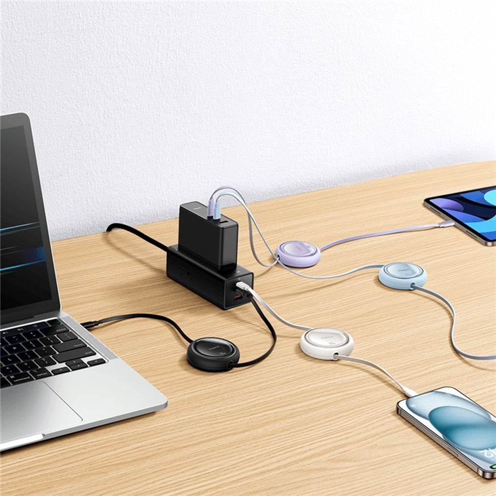 Baseus - Data Cable Free2Draw Mini (P10364500111-00) - Type-C to Type-C, 100W, 1m, Retractable - Black