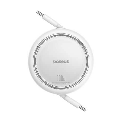 Baseus - Data Cable Free2Draw Mini (P10364500211-00) - Type-C to Type-C, 100W, 1m, Retractable - Moon White
