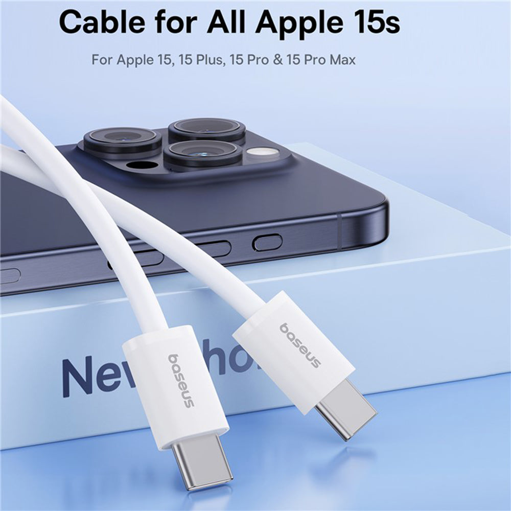 Baseus - Data Cable (P10365200211-01) - Type-C to Type-C, 30W, 2m - Moon White