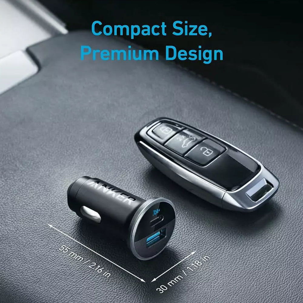 Anker - Car Charger 323 (A2735G11) - USB, Type-C, LED Light, 52.5W - Black