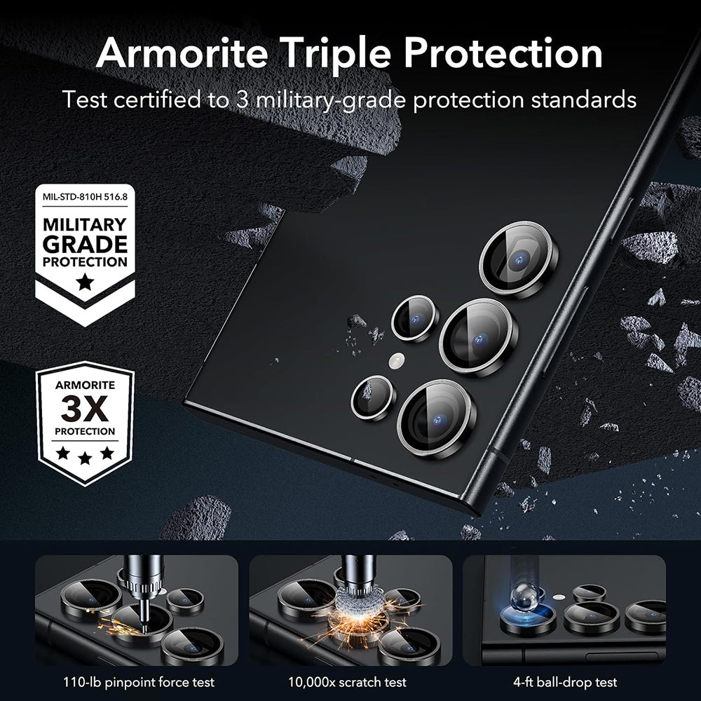 ESR - Lens Protector Tempered Glass (2 pack) - Samsung Galaxy S24 Ultra - Black