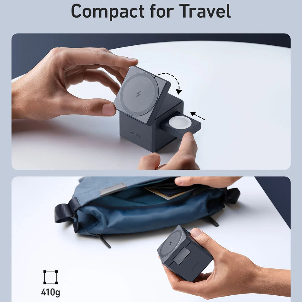 Anker - Charging Station Cube MagSafe (Y1811G11) - for Phone, Apple Watch, AirPods, 15W - Black