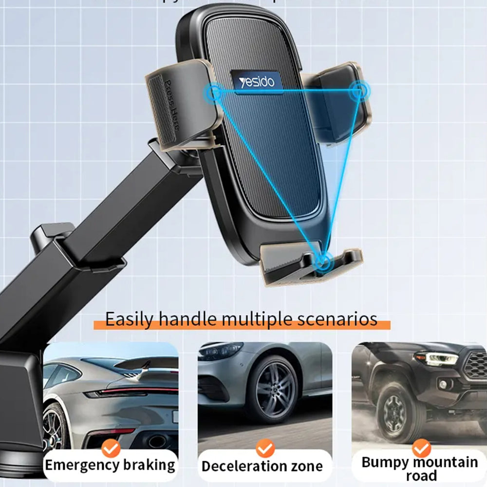 Yesido - Car Holder (C262) - Gravity Grip, for Dashboard and Windshield - Black