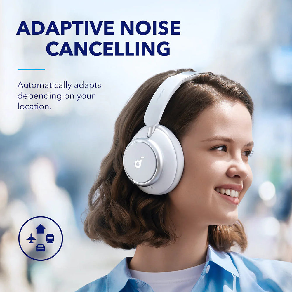 Anker - Wireless Headphones Space Q45 (A3040G21) - Bluetooth 5.3, Noise Cancelling, USB-C - White