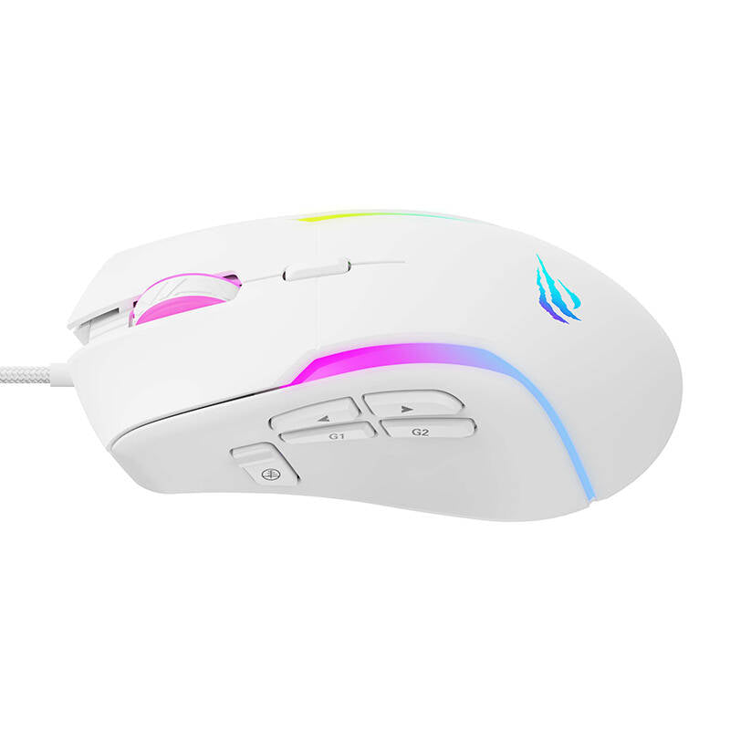 Havit - Gaming Mouse (MS1033) - RGB Lights, 800-8000DPI, 9 Buttons - White