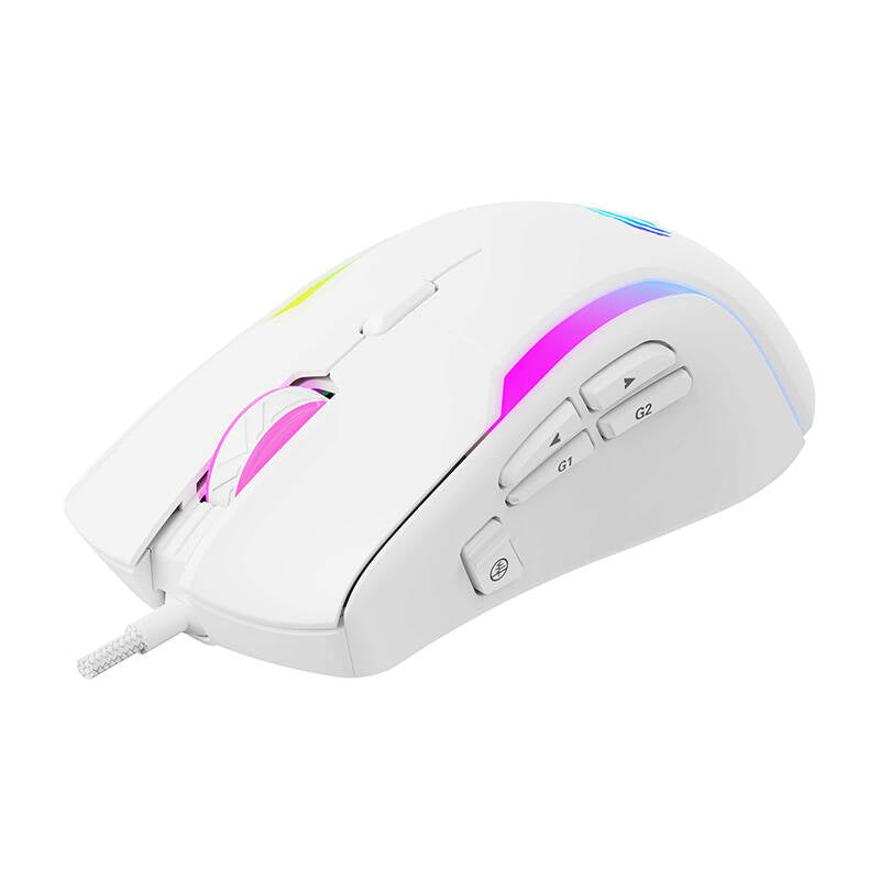 Havit - Gaming Mouse (MS1033) - RGB Lights, 800-8000DPI, 9 Buttons - White