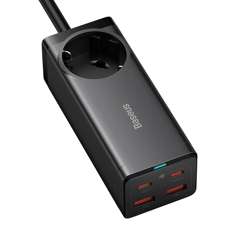 Baseus - Wall Charger/Powerstrip (PSZM000401) - GaN3 Pro, 2xUSB, 2xUSB-C, AC, 100W - Black