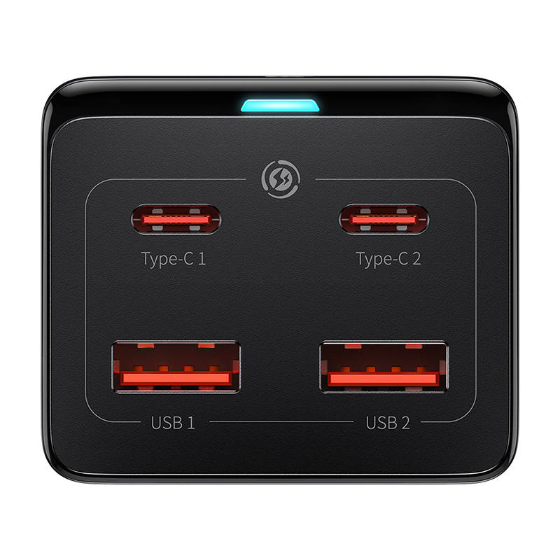 Baseus - Wall Charger/Powerstrip (PSZM000401) - GaN3 Pro, 2xUSB, 2xUSB-C, AC, 100W - Black