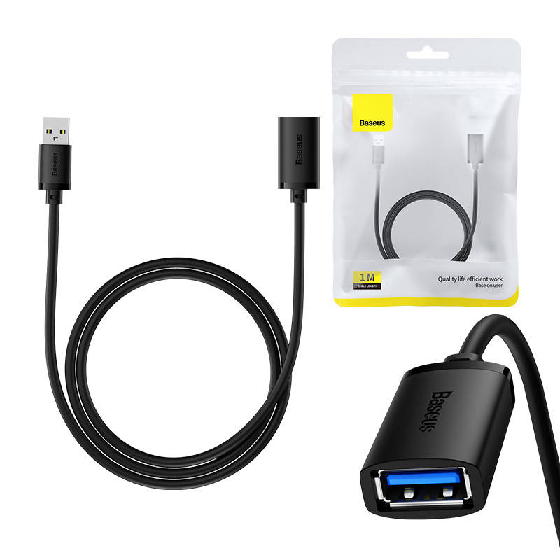 Baseus - Extension Cable AirJoy Series (B00631103111-00) - USB Male to Female USB 3.0, 1m - Black