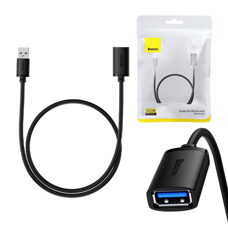 Baseus - Extension Cable AirJoy Series (B00631103111-01) - USB Male to Female USB 3.0, 0.5m - Black