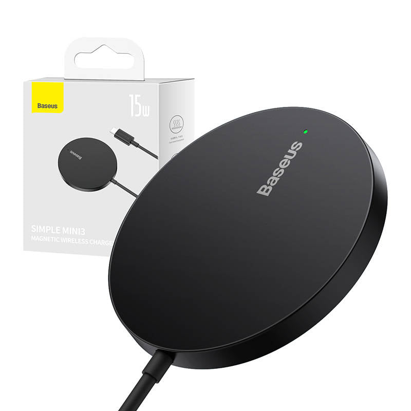 Baseus - Magnetic Wireless Charger Mini 3 (CCJJ040001) - Type-C, 15W, 2A, 115-205 kHz - Black